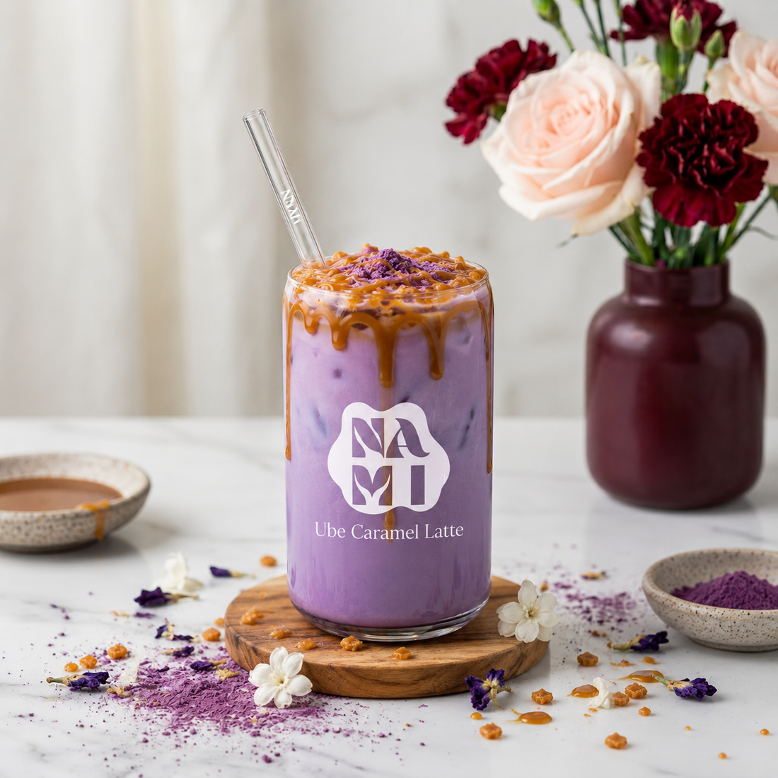 Ube Latte au Caramel (Froid)